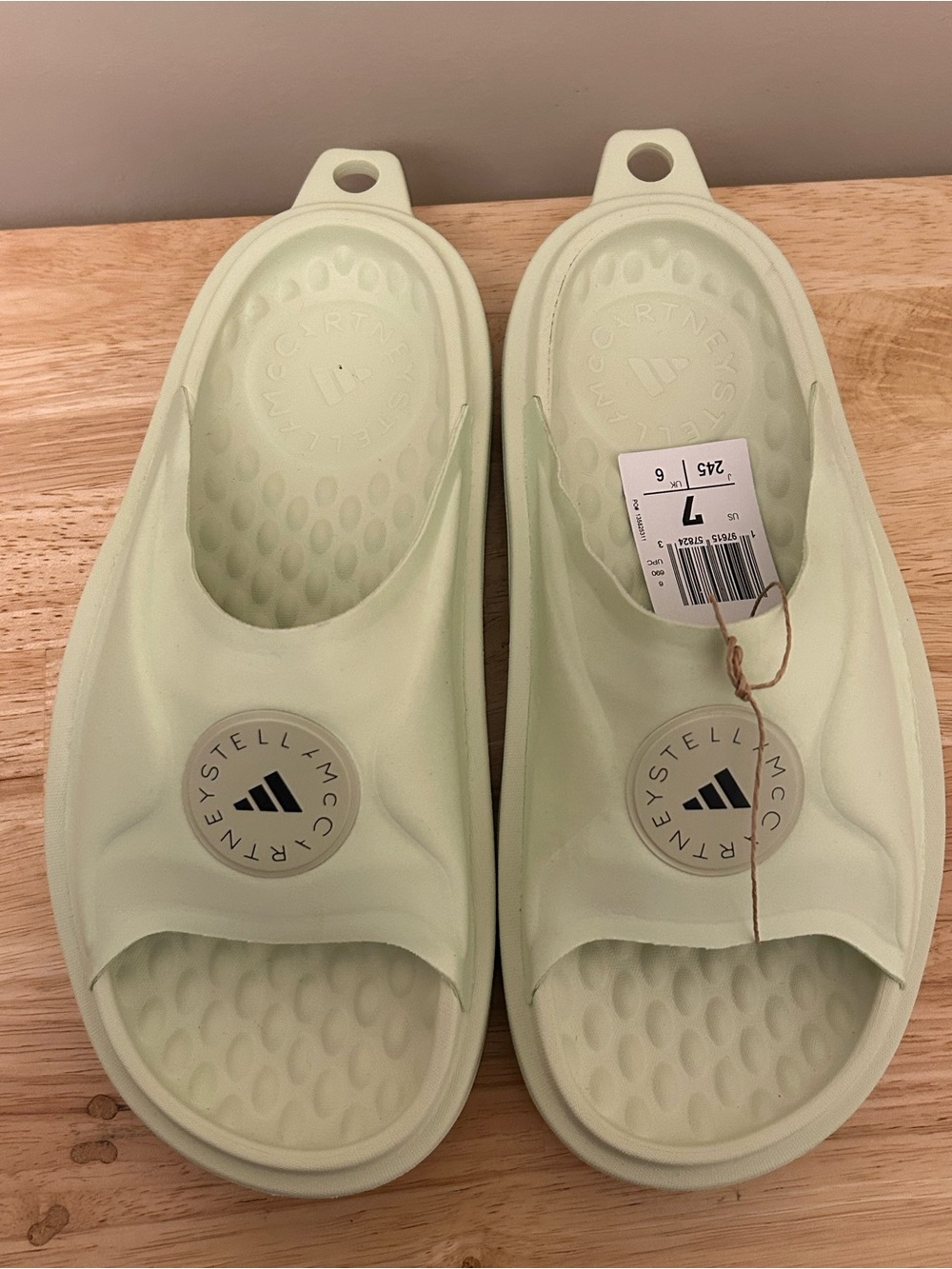 Adidas by Stella McCartney Light Mint Green Slip-On Slides
